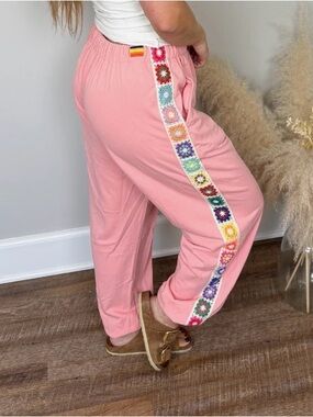 POL Peachy Pink Granny Square Joggers